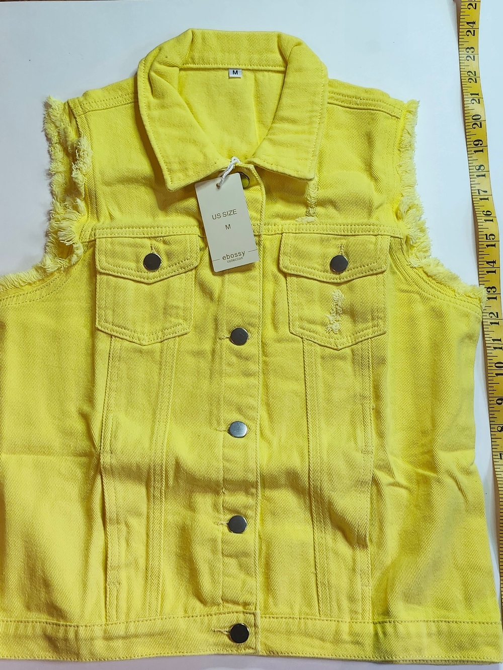 Ebossy Yellow Sleeveless Denim Jacket
